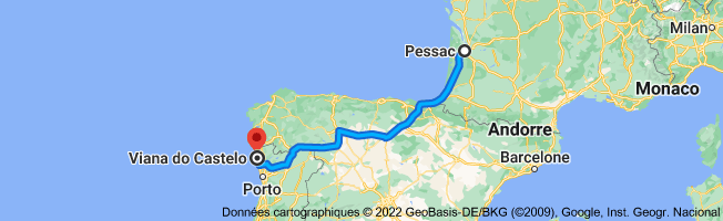 Plus de 1000kms entre Pessac et Viana do Castelo.