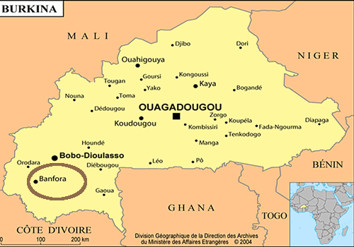 La ville de Banfora à 450 kms d e la capitale Ouagadougou