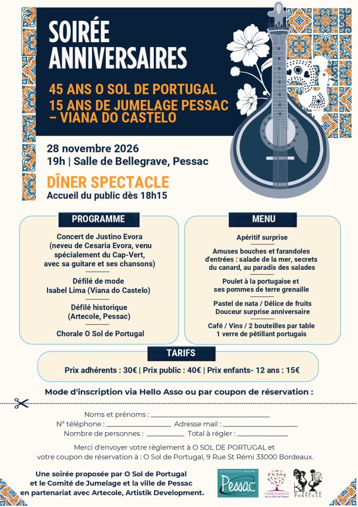 Soirée 28 novembre 2026 Anniversaires 45 et 15 avec VIANA do Castelo